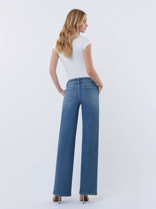 Casey High Rise Trouser Fold Wide Leg Jeans - The Funky Zebras Clear Lake