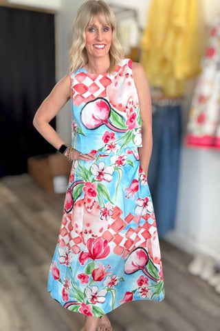 Caterina Floral Sleeveless Top & Midi Skirt Set - Just Dani Boutique + Color Studio