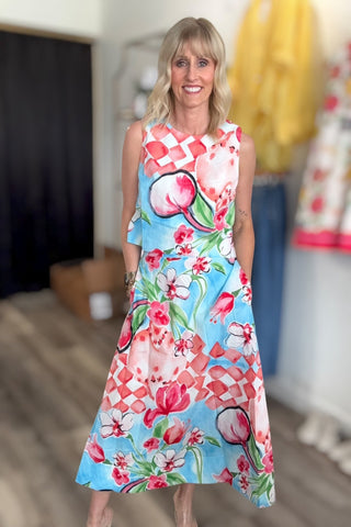 Caterina Floral Sleeveless Top & Midi Skirt Set - Just Dani Boutique + Color Studio