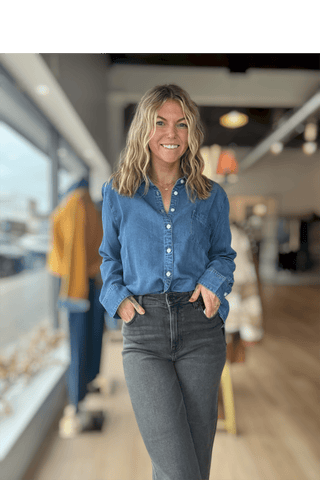Catrina Denim Shirt - Just Dani Boutique + Color Studio