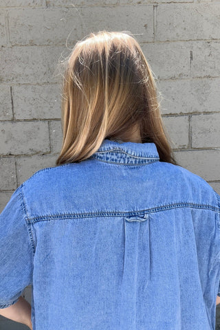 Celeste Woven Denim Snap Down Top - Just Dani Boutique + Color Studio