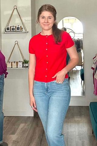 Chanel Cherry Ribbed Knit Top - Just Dani Boutique + Color Studio
