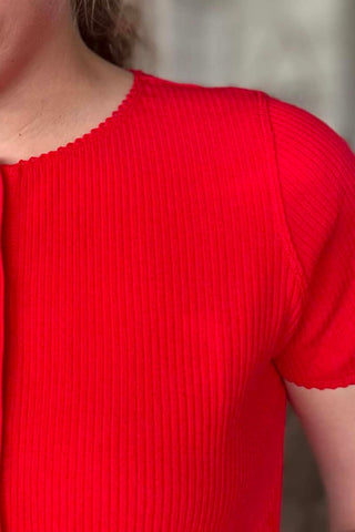 Chanel Cherry Ribbed Knit Top - Just Dani Boutique + Color Studio