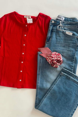 Chanel Cherry Ribbed Knit Top - Just Dani Boutique + Color Studio