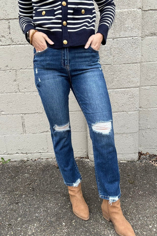 Charli High Rise Crop Straight Denim - The Funky Zebras Clear Lake