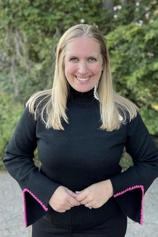 Charlie B Black Mock Neck with Zipper - The Funky Zebras Clear Lake