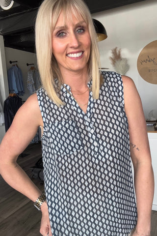Charlie B Cotton Gauze Sleeveless Blouse - The Funky Zebras Clear Lake