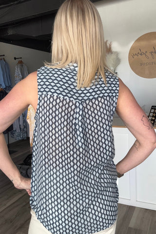 Charlie B Cotton Gauze Sleeveless Blouse - The Funky Zebras Clear Lake