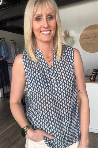 Charlie B Cotton Gauze Sleeveless Blouse - The Funky Zebras Clear Lake