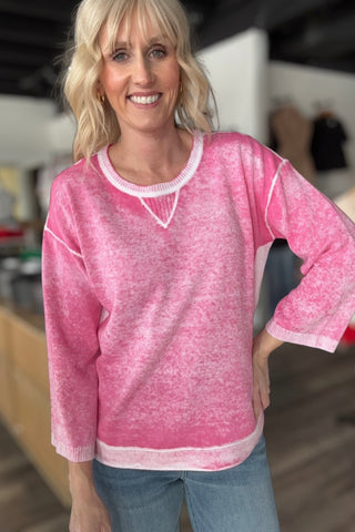 Charlie B Fuchsia Curved Hem Sweater - The Funky Zebras Clear Lake