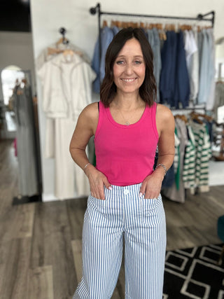 Charlie B Fuchsia Ribbed Sleeveless Top - The Funky Zebras Clear Lake