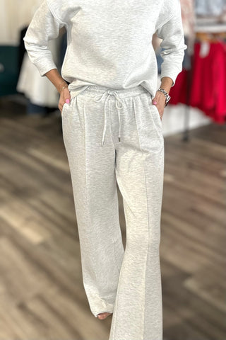 Charlie B Gray Soft Scuba Wide Leg Joggers - The Funky Zebras Clear Lake