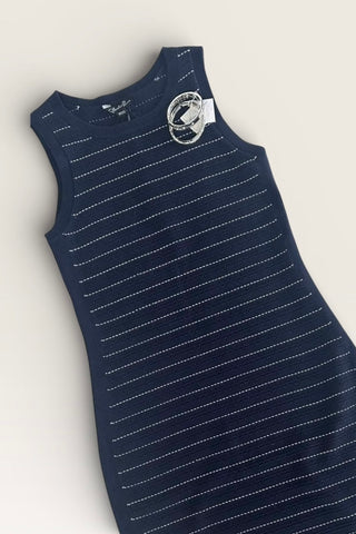 Charlie B Navy Striped Crew Sweater Dress - The Funky Zebras Clear Lake