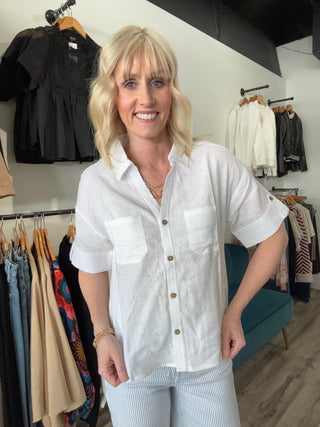 Charlie B Short Sleeve White Blouse - The Funky Zebras Clear Lake
