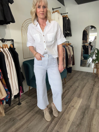 Charlie B Short Sleeve White Blouse - The Funky Zebras Clear Lake