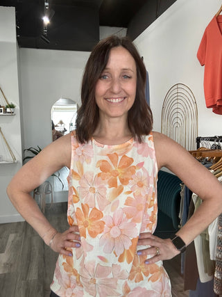 Charlie B Sleeveless Floral Popover Blouse - The Funky Zebras Clear Lake