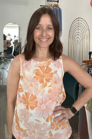 Charlie B Sleeveless Floral Popover Blouse - The Funky Zebras Clear Lake