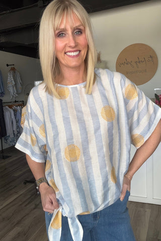 Charlie B Sunrise Striped Dolman with Tie - The Funky Zebras Clear Lake