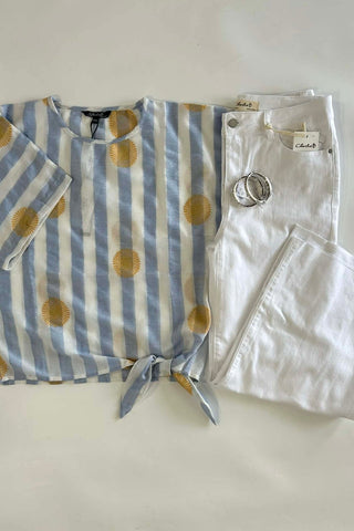 Charlie B Sunrise Striped Dolman with Tie - The Funky Zebras Clear Lake