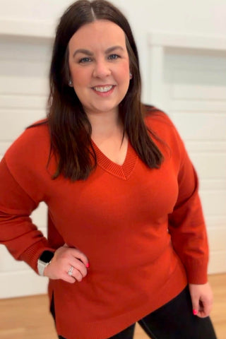 Charlie V Neck Long Sleeve Sweater - Just Dani Boutique + Color Studio