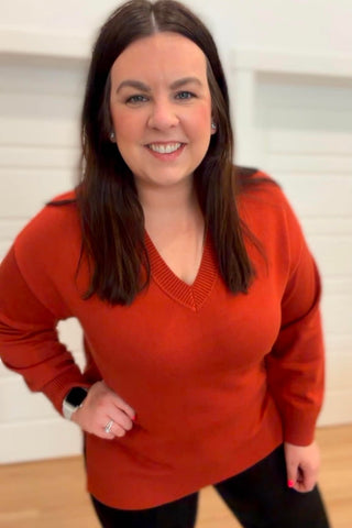 Charlie V Neck Long Sleeve Sweater - Just Dani Boutique + Color Studio