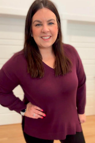 Charlie V Neck Long Sleeve Sweater - Just Dani Boutique + Color Studio