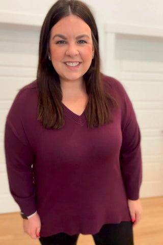 Charlie V Neck Long Sleeve Sweater - Just Dani Boutique + Color Studio