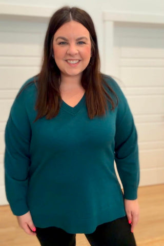 Charlie V Neck Long Sleeve Sweater - Just Dani Boutique + Color Studio
