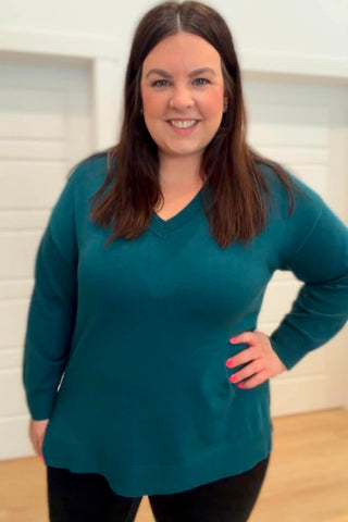 Charlie V Neck Long Sleeve Sweater - Just Dani Boutique + Color Studio