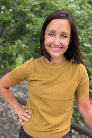 Charlotte Short Sleeve Mustard Sweater Top - Just Dani Boutique + Color Studio