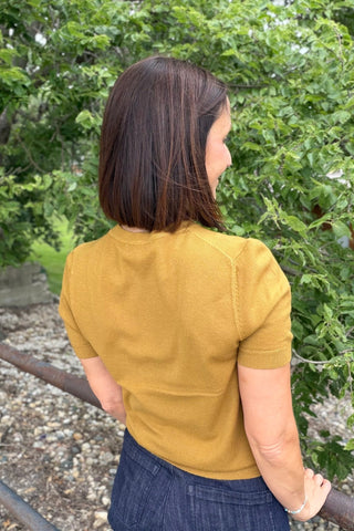 Charlotte Short Sleeve Mustard Sweater Top - Just Dani Boutique + Color Studio