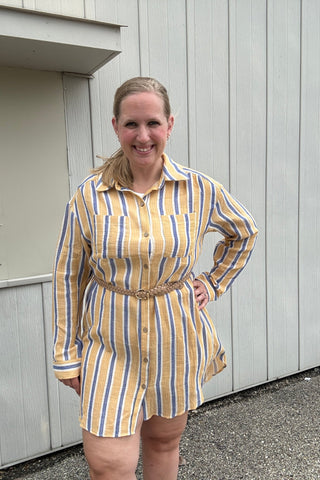 Charlotte Striped Cotton Gause High Low Dress - Just Dani Boutique + Color Studio