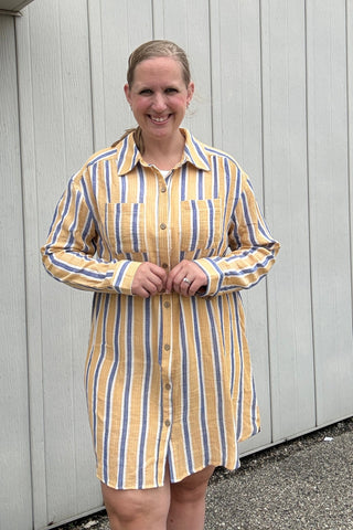 Charlotte Striped Cotton Gause High Low Dress - Just Dani Boutique + Color Studio