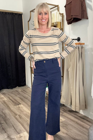 Cici Navy Wide Leg Pants - Just Dani Boutique + Color Studio