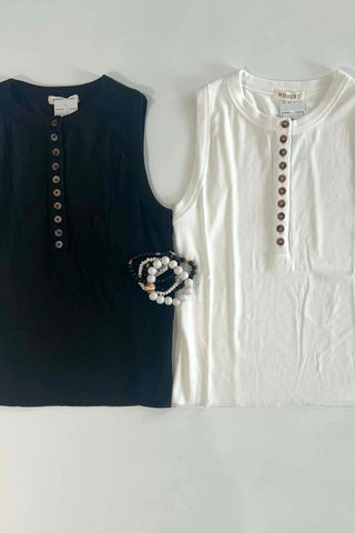 Cora Basic Button Tank - 2 Colors! - Just Dani Boutique + Color Studio