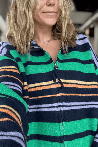Cora Navy & Green Striped Sweater - Just Dani Boutique + Color Studio