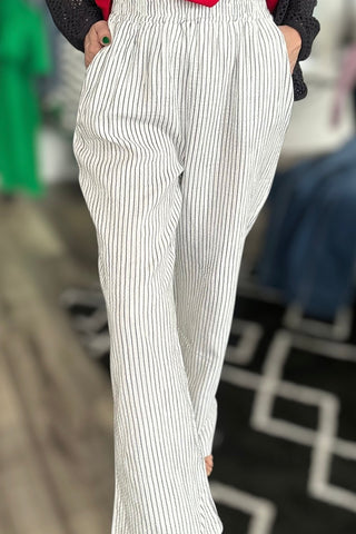 Crystal Off White & Navy Striped Pants - The Funky Zebras Clear Lake