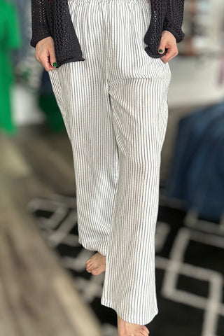 Crystal Off White & Navy Striped Pants - The Funky Zebras Clear Lake
