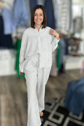 Crystal Off White & Navy Striped Pants - The Funky Zebras Clear Lake