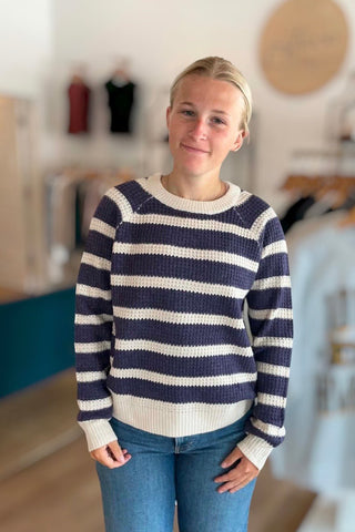 Ella Eggplant Ribbed Striped Sweater - Just Dani Boutique + Color Studio