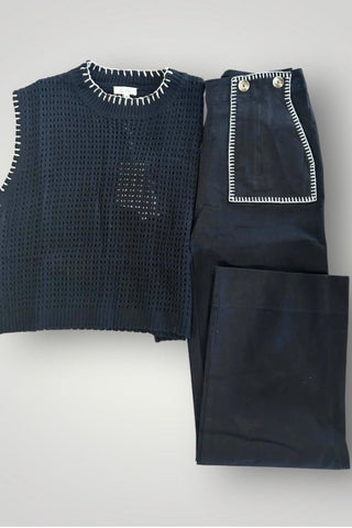 Emmaline Black High Waisted Pants with Stitching - Just Dani Boutique + Color Studio