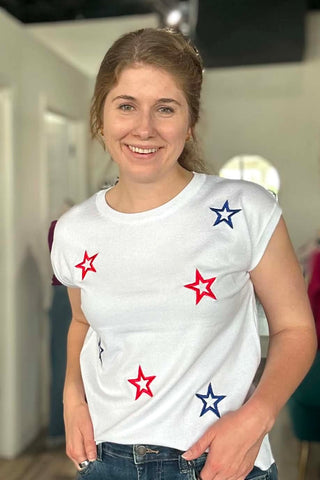 Finley July Navy Star Sweater - Just Dani Boutique + Color Studio