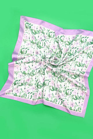 FLOWER PRINT SILKY FEELING BANDANA SCARF - The Funky Zebras Clear Lake