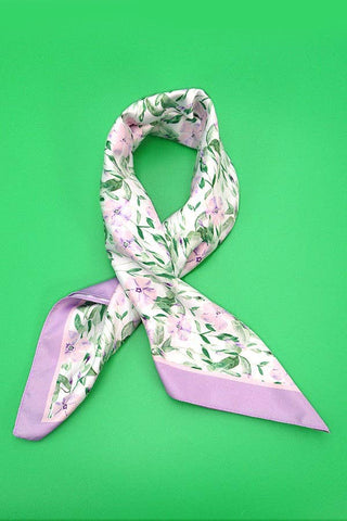 FLOWER PRINT SILKY FEELING BANDANA SCARF - The Funky Zebras Clear Lake
