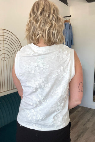 Frannie White Sleeveless Crew - The Funky Zebras Clear Lake