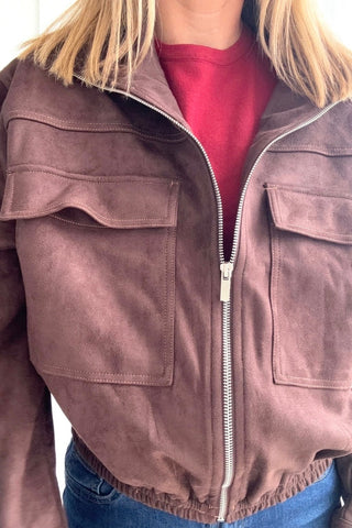 Gabrielle Brown Faux Suede Utility Jacket - Just Dani Boutique + Color Studio