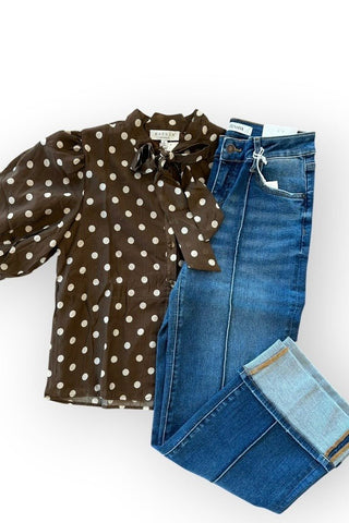 Genevieve Polka Dot Scarf Top - Just Dani Boutique + Color Studio