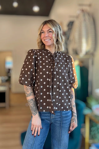 Genevieve Polka Dot Scarf Top - Just Dani Boutique + Color Studio