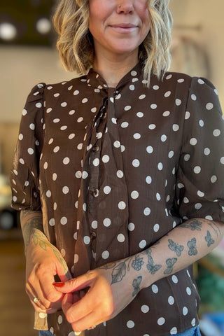 Genevieve Polka Dot Scarf Top - Just Dani Boutique + Color Studio