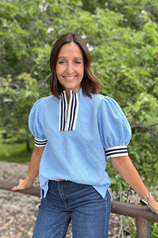 Georgia Blue Top - The Funky Zebras Clear Lake